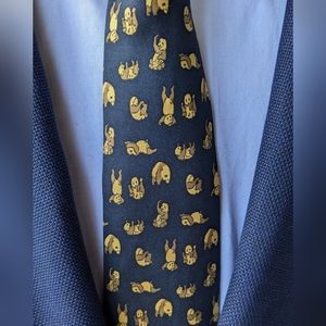 Hermes black silk tie 7362 PA